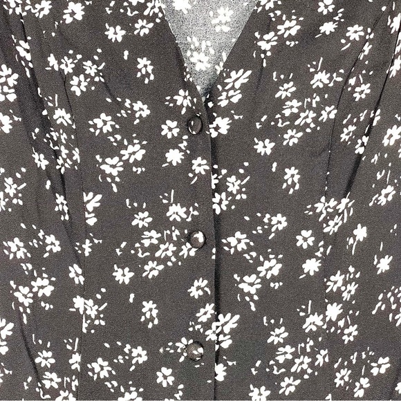REFORMATION Locklin in Jasmine Black Floral Print Midi Shirt Dress - Sz - 0 - Picture 6 of 10
